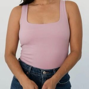 CAKESBODY Rose Pink No Bra Day Square Neck Shelf Bra High‎ Support Tank Top Sz M